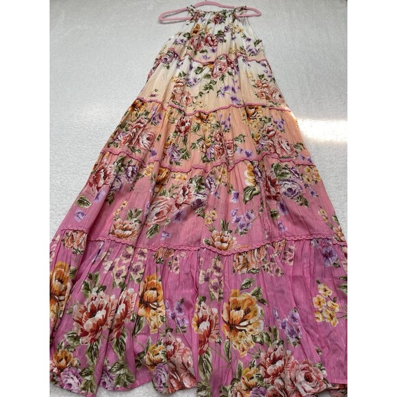 Anthropologie PQ Maxi Dress Tiered Ruffle Pink Floral Vacay Preppy Boho 1X NWT - Picture 9 of 12